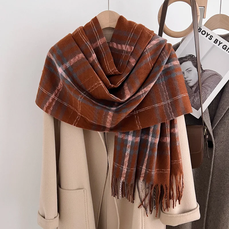 جديد تقليد الكشمير النسخة الكورية الكلاسيكية منقوشة شرابة وشاح الرجال والنساء الخريف الشتاء النمط البريطاني المألوف الدافئة #3