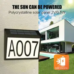LED Address Sign Garden Door Lighting Solar Waterproof House Number Plaque Light