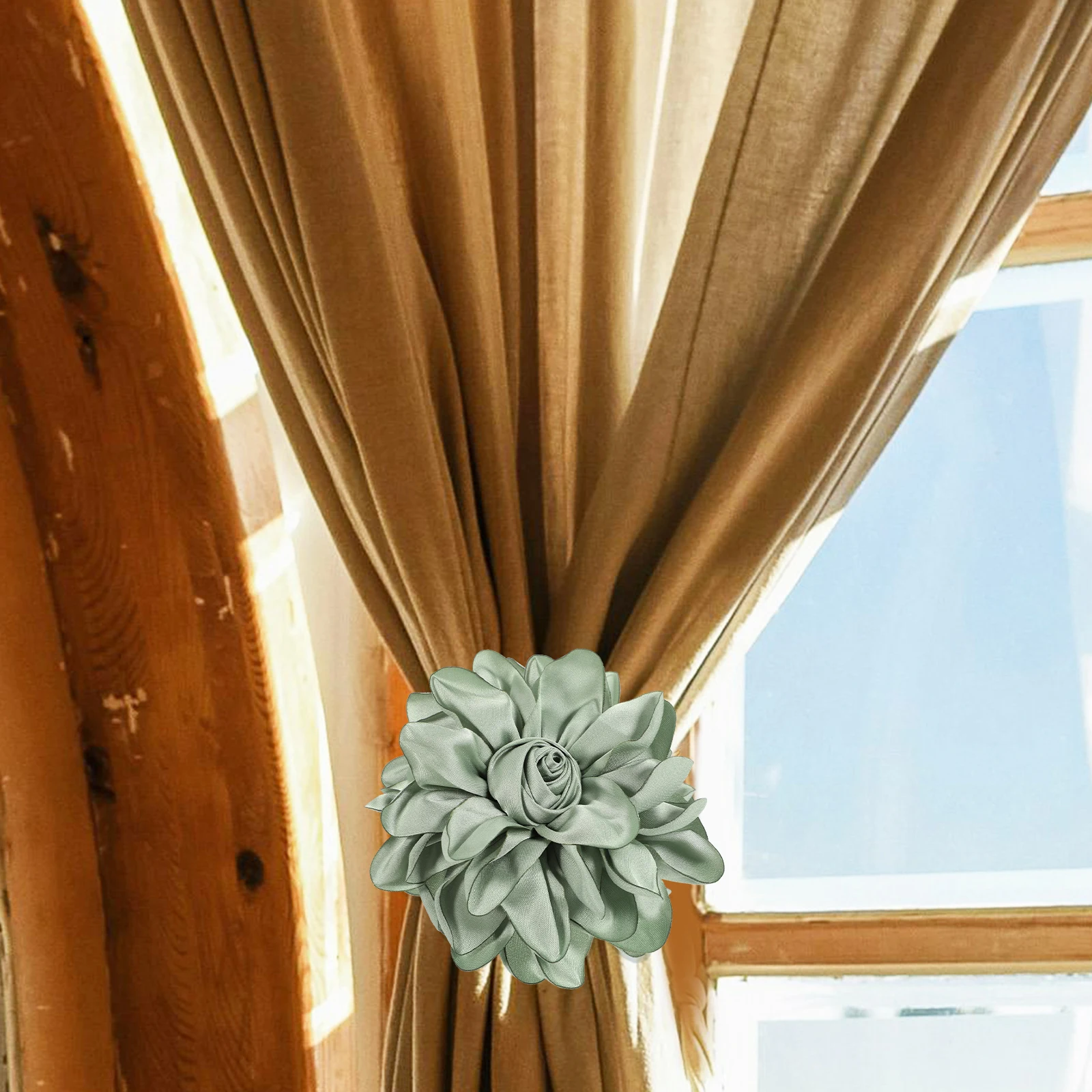 

Peony Style Curtain Tieback Buckle Floral Decorative Window Fastener Clamp Elegant Tie Backs For Living Room Bedroom Bathroom