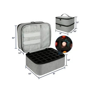 Oje saklama çantası, tırnak çantası, uçucu yağ not defteri, tırnak bakım seti, kozmetik kutusu, tırnak bakımı için aletlerin çift katmana depolanması, 30 pil bölmesi Oje borsasında 6 büyük satış-no. 3