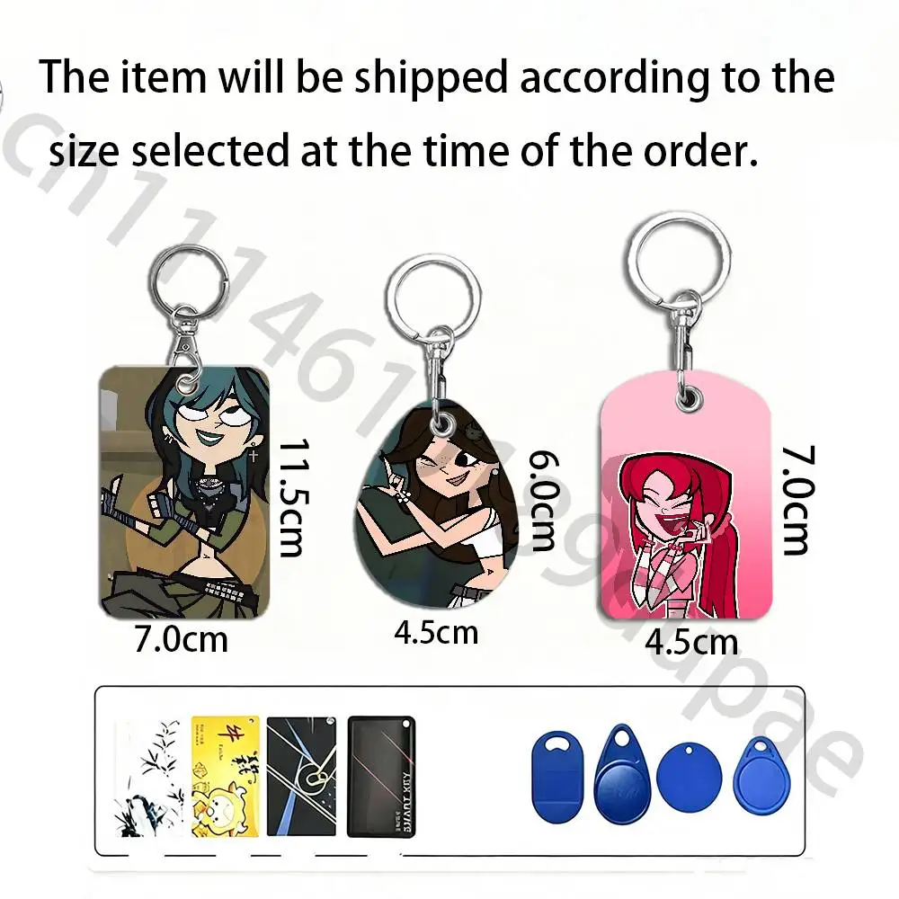 T-Total Drama Island Protective Printed Leather Card Case Metal Keychain Accessory