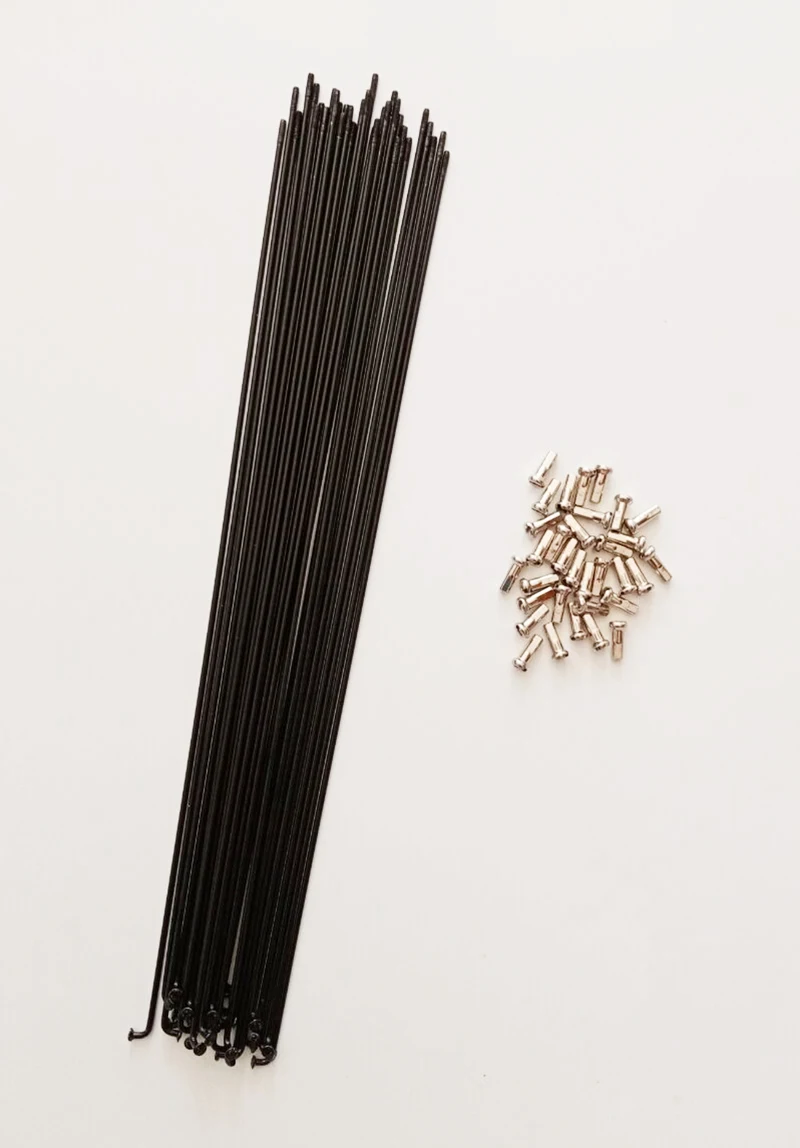 Bike Stainless Steel Spokes,Black,Mountain Racing , J Bend with Nipples, 14G 304, 12mm, 82mm-298mm, High Quality, 36Pcs