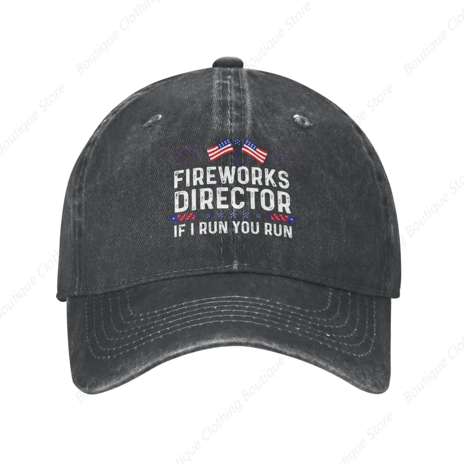 Funny Hat Fireworks Director If I Run You Run Hat for Men Baseball Hats Fashionable Cap Gray