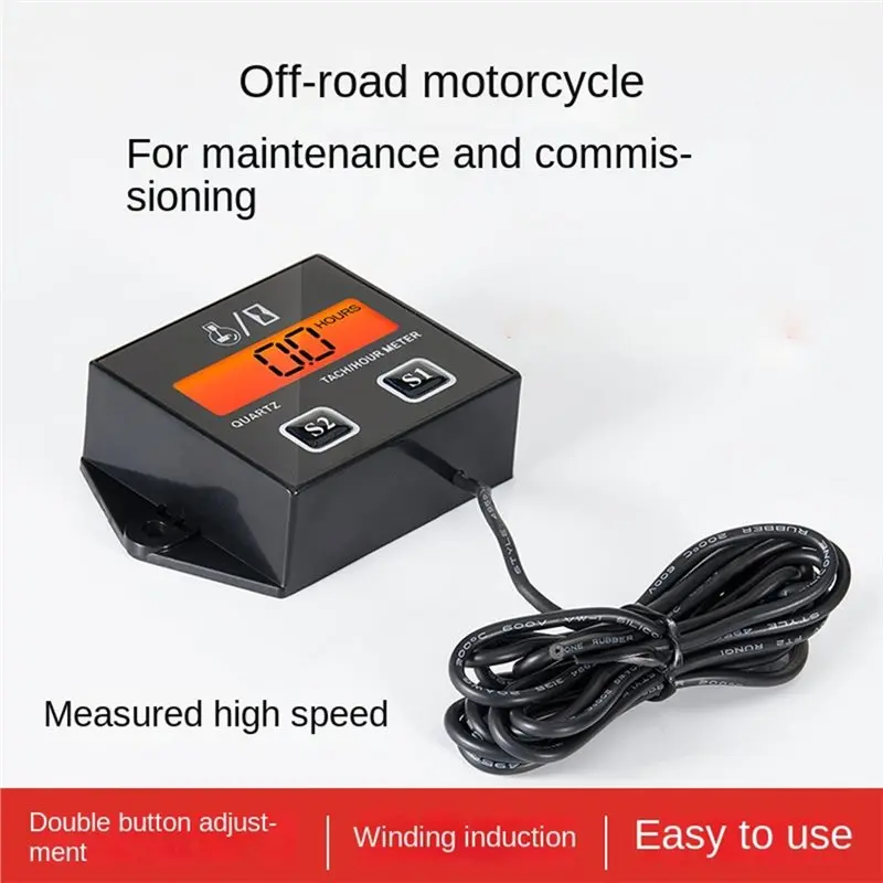 Digital Engine Tachometer Gauge LCD Display RPM For Car Motorcycle Stroke Engine Boat ATV Moto Hour Meter Tach Meter