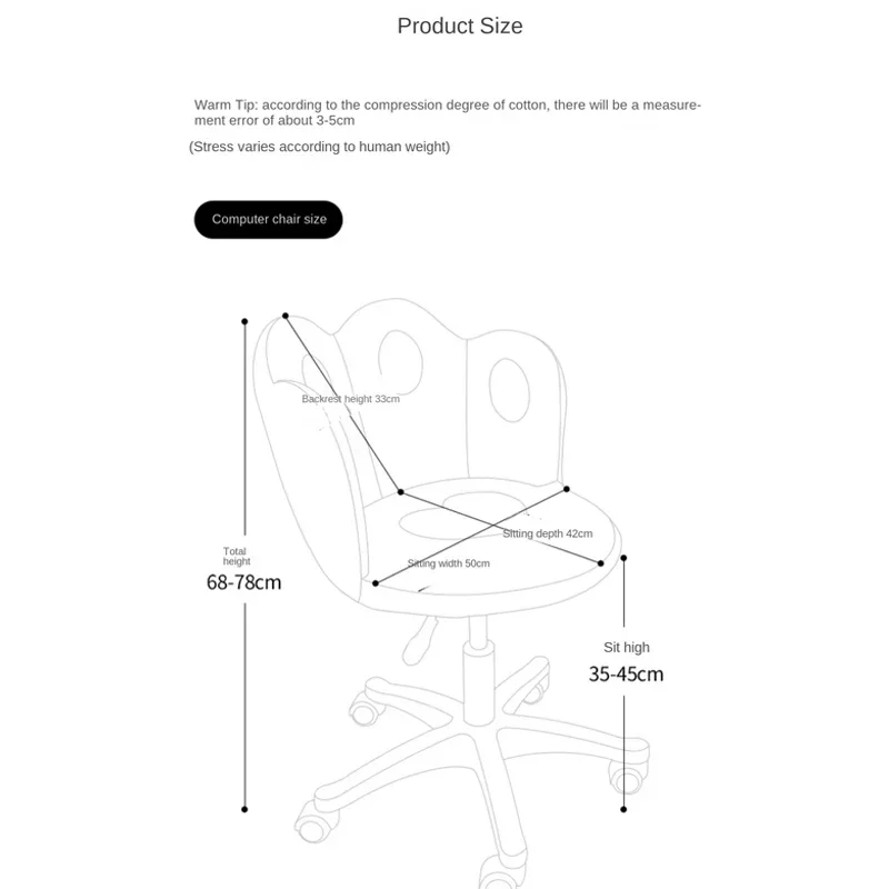 New Pretty Girls Cute Computer Office Chair Home Bedroom Dormitory Comfortable 360° Swivel Lift Back Desk Cosmetic Chair