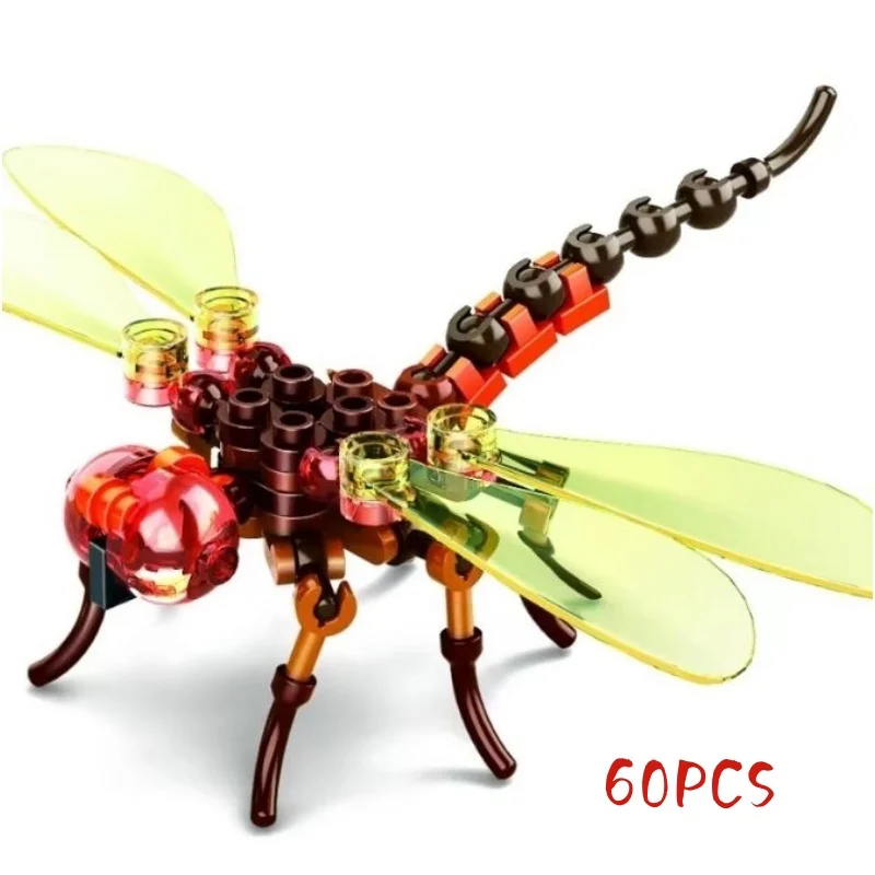 Insect World City Creativity Animal Butterfly Mantis Dragonfly Beetle Building Blocks Toys Desktop ornaments Bricks Kids Gift