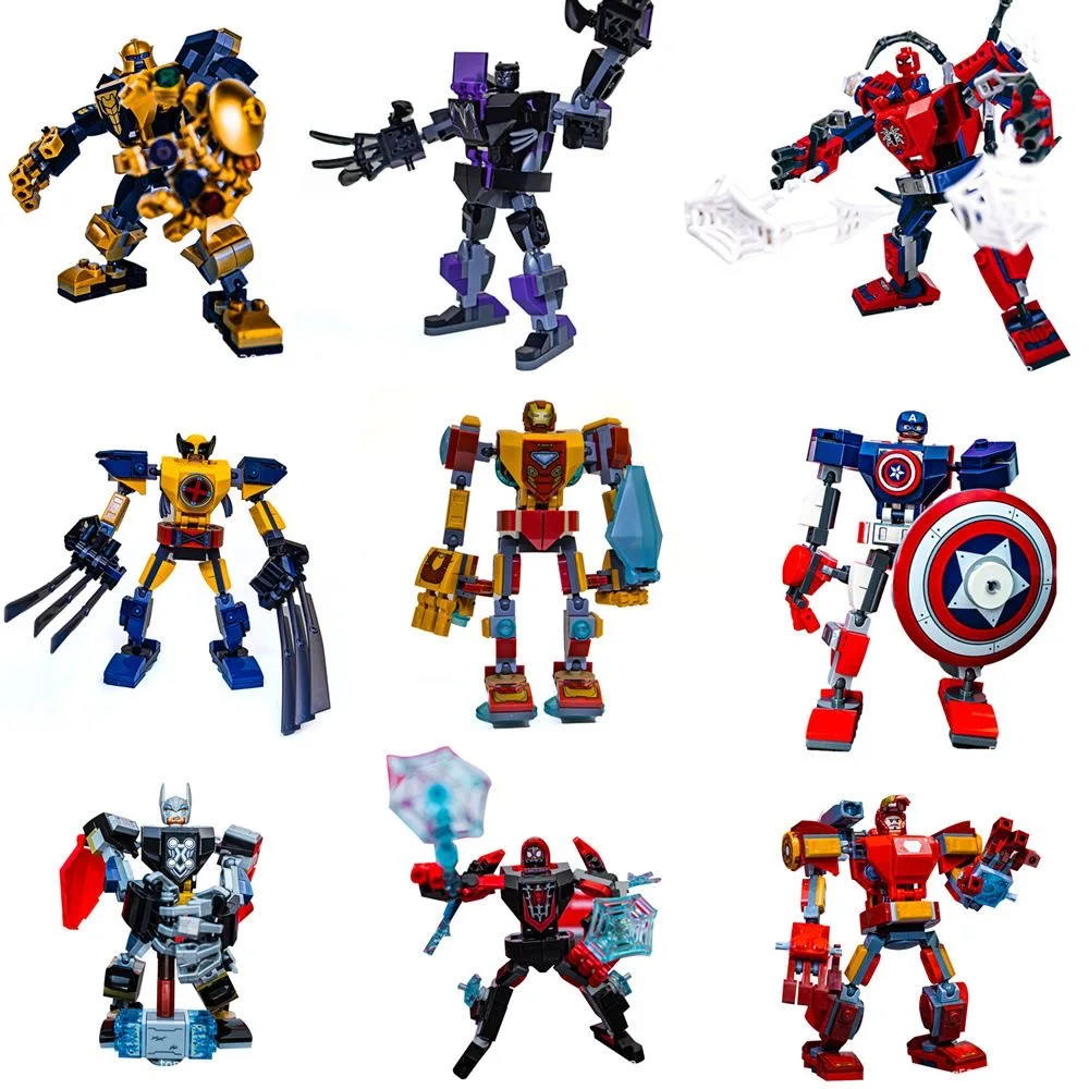 Hot Superhero Avengers Movie Model Figurine Building Block DIY Action Style Pose Multi-Jointed Shapeshift Bricks Toys Gifts