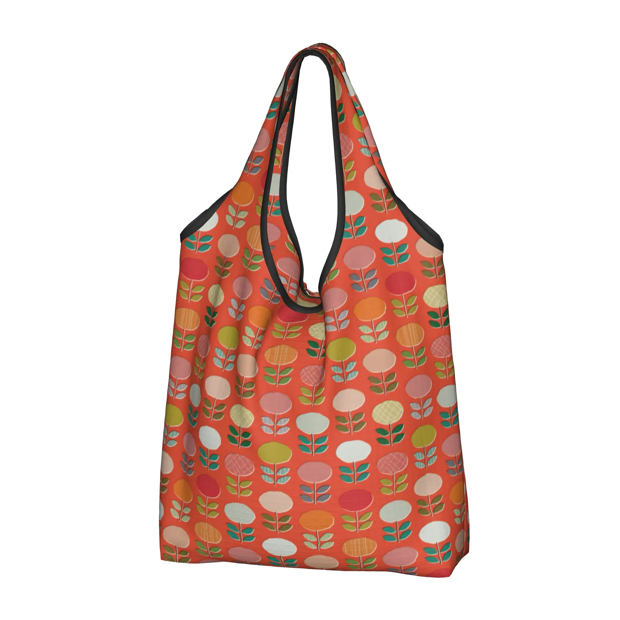 bolsas-de-compras-fofas-orla-kiely-flowers-portateis-mod-posies-tangerine-para-compras-bolsa-de-ombro