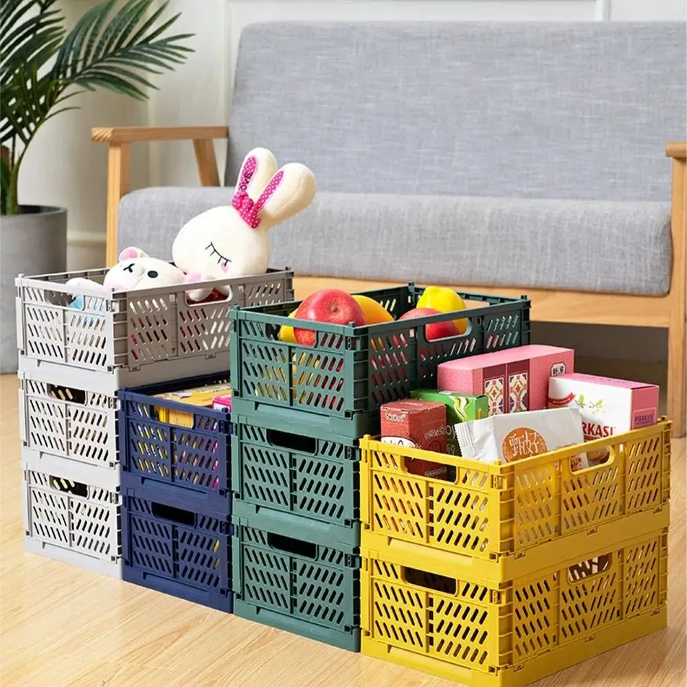 Reliable Collapsible Foldable Storage Crate INS Stackable Storage Baskets S/M/L Colorful Pastel Crates Kitchen