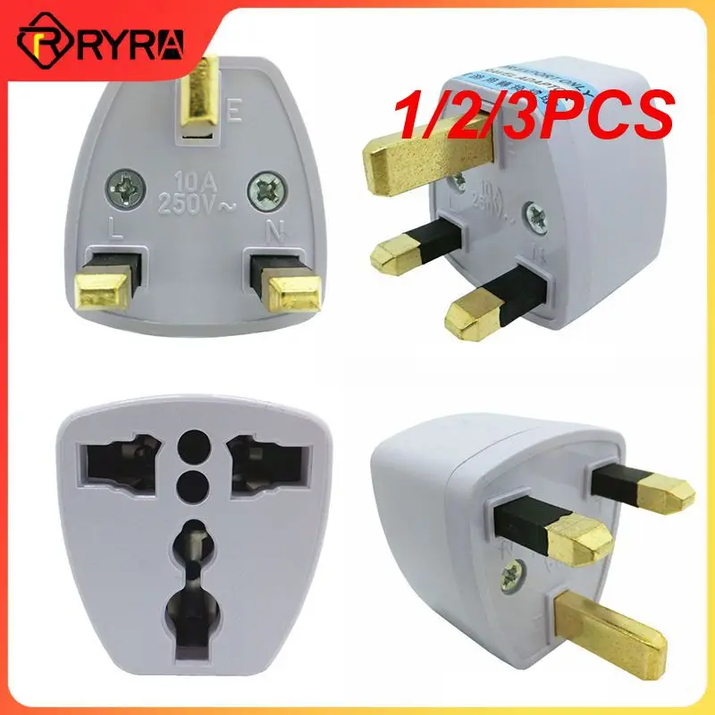 1/2/3PCS Universal 10A 250V Copper EU Korea Germany France Russia To HK UK Power Adapter Fused Plug Singapore Malaysia Converter