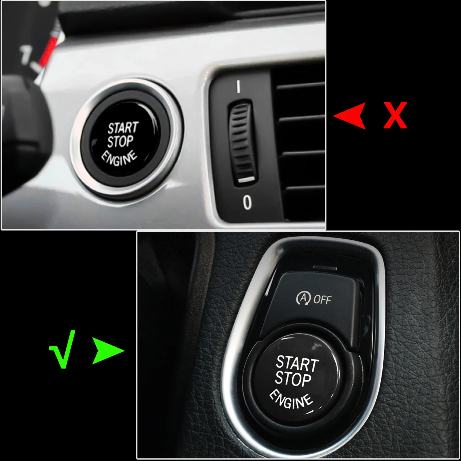 Black Interior Engine Start Stop Engine Switch Push Button Replace Cover Decor For BMW 1 Series F20 F30 F10 F01 F25 F26 F22 F12