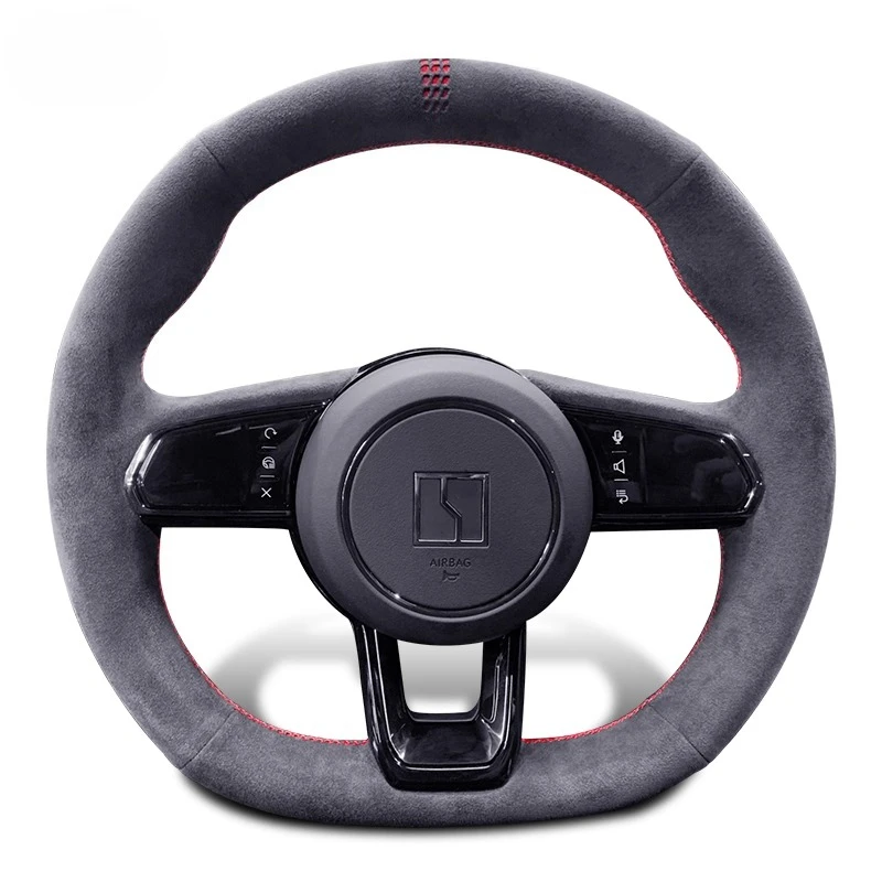 

DIY Hand Sewn Anti Slip Sweat Absorbing Suede Steering Wheel Cover For ZEEKR 001 Ultrathin Four Seasons Car Interior Accessory