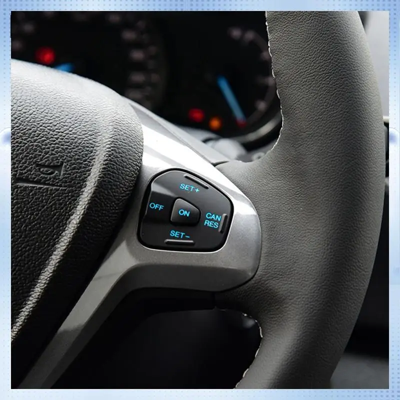 

AM-Для Ford Fiesta MK7 MK8 Escort Ecosport Автомобильная красная светодиодная кнопка круиз-переключателя с рамкой накладки на руле и аксессуарами для проводки