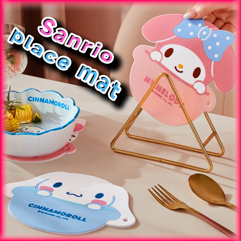 KawaiI My Melody Silicone Trivet Mat Sanrio Anime Cinnamoroll Hello Kitty Placemats Coaster Anti-heat Potholders Cup Bowl Mat