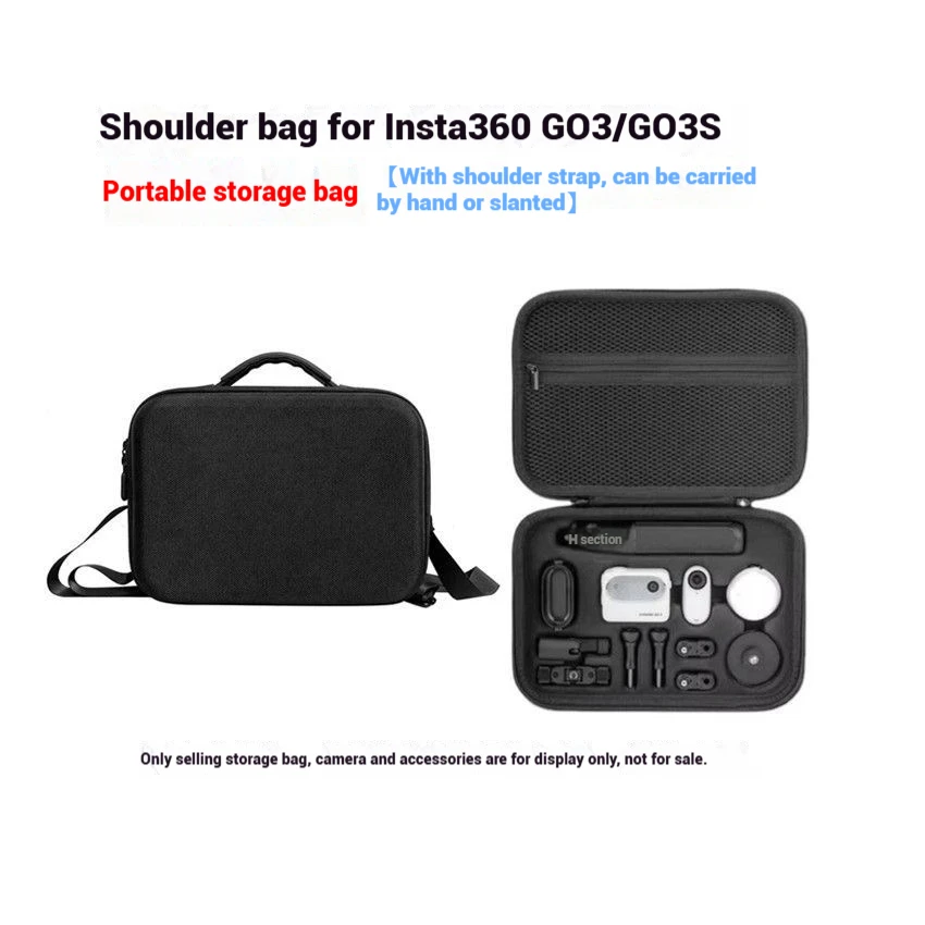 

For Insta360 Go 3/3s EVA Nylon Portable Storage Box Shoulder Bag Sports Camera & Accessories Large Capacity Shockproof Handbag