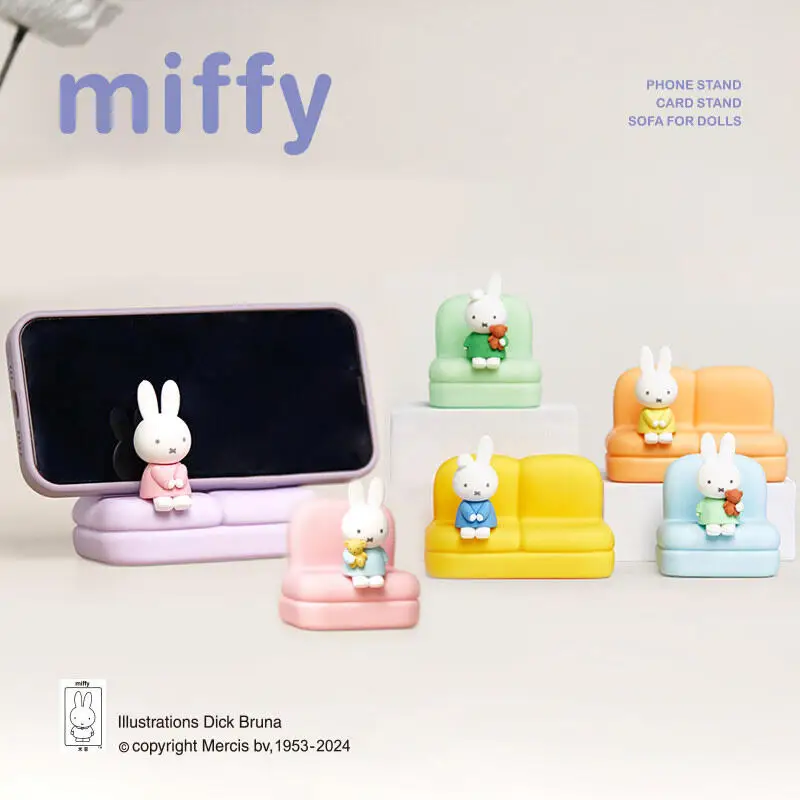 Miffy support pour téléphone boîte aveugle Kawaii dessin animé Miffy support de canapé boîte aveugle Figurine périphérique ornement de bureau cadeau pour fille