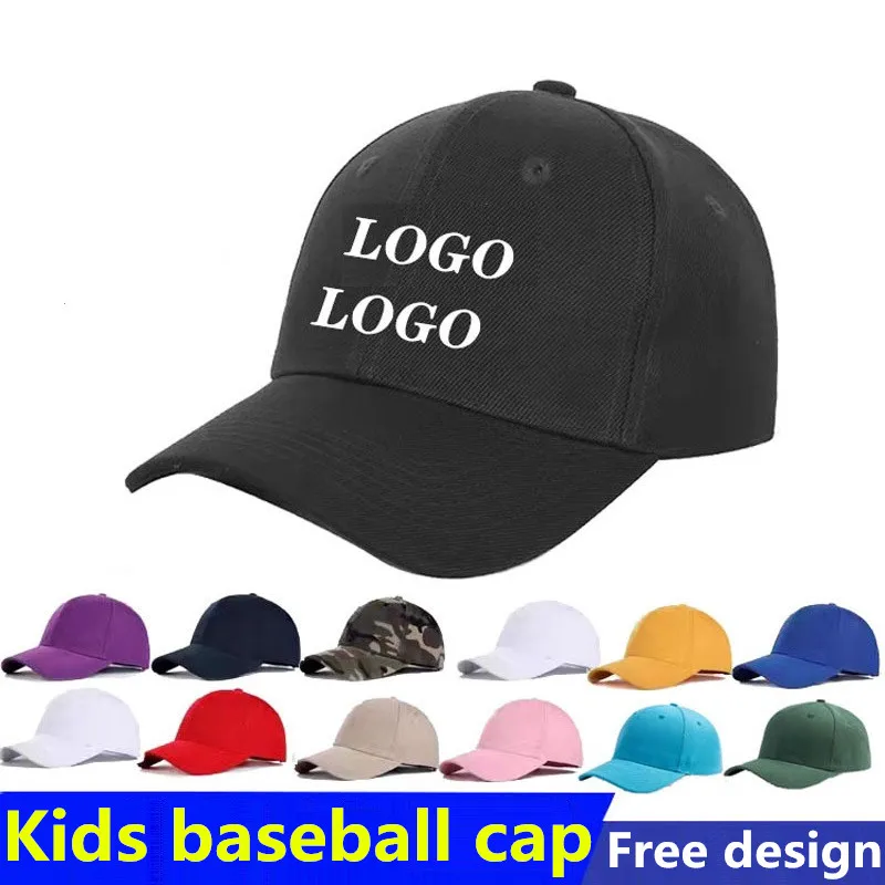 Custom logo kids boy girls sports hat DIY embroidery baseball caps for children Fitted adjustable Trucker hats gorros