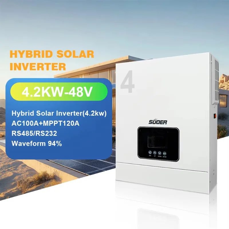 

High Quality 24 Volt 4.2kw Single Output MPPT Hybrid Solar Power AC Inverter for Middle East Market Single Phase