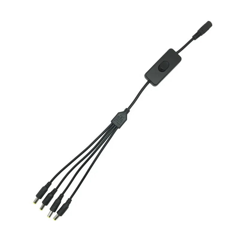 Kabel daya DC dengan saklar, 1 kabel daya DC dengan 4 saklar kontrol, DC 5,5*2.1, 1 menit 4 dengan saklar