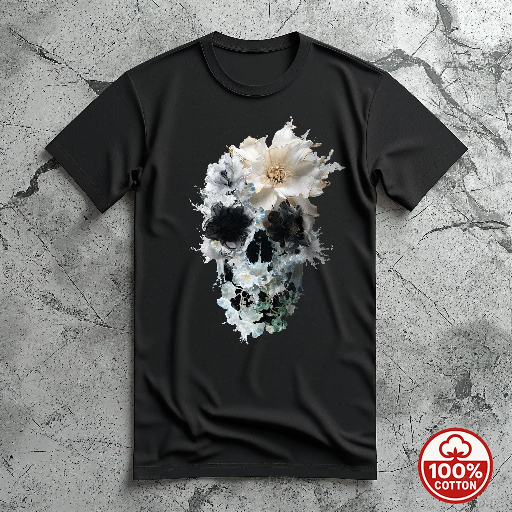 Memento Mori T Shirt Skull Peony Floral Graphic Tee Cotton Crewneck Goth Gift