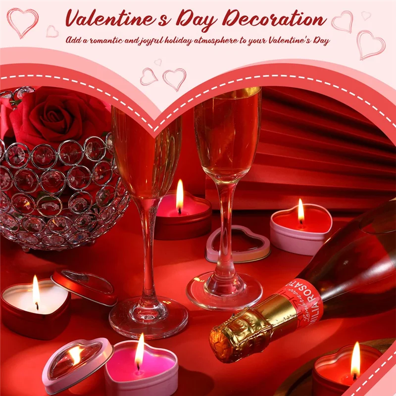 16 PCS Heart Shape Metal Tins with Lid Metal Tin Cans Empty Candle Tins Red and Pink Valentine's Day Gift Boxes HOT