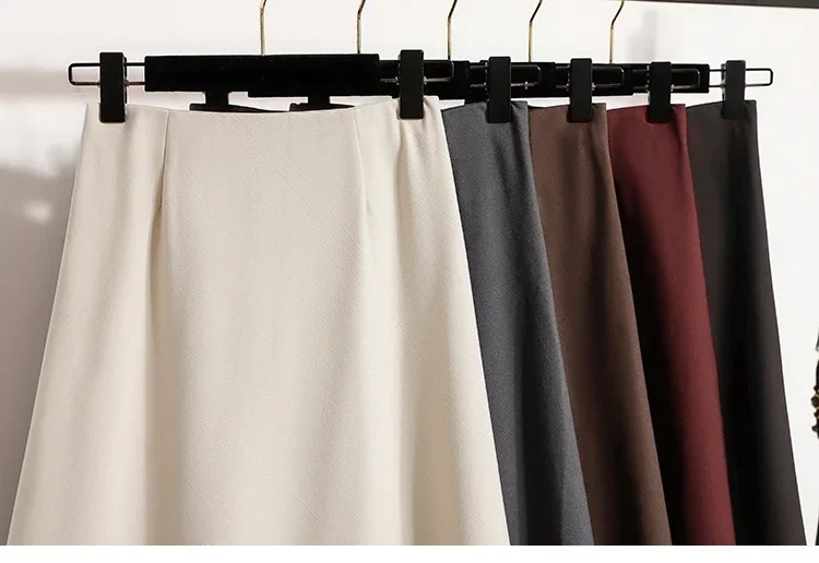 Koreanischer Stil, einfarbig, hohe Taille, elastischer Bund, Damen-A-Linien-Röcke, Alltagskleidung, Frühjahr/Herbst 2026, neu, elegant, vielseitig. – Detail 5