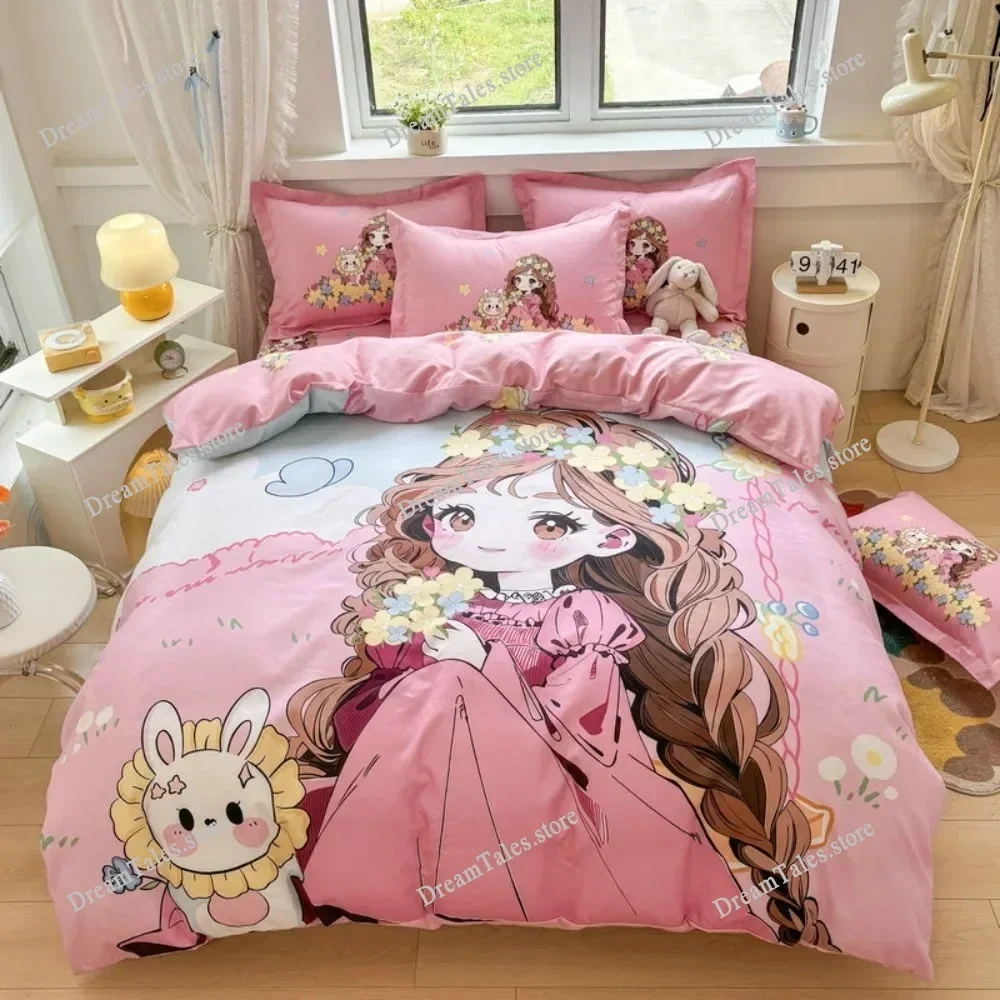 Microfibre Bedding Sets,The Beautiful Girl Motif ,Children's Bed Decor Duvet Cover for Teenagers Adult Puppy Bed Linen963
