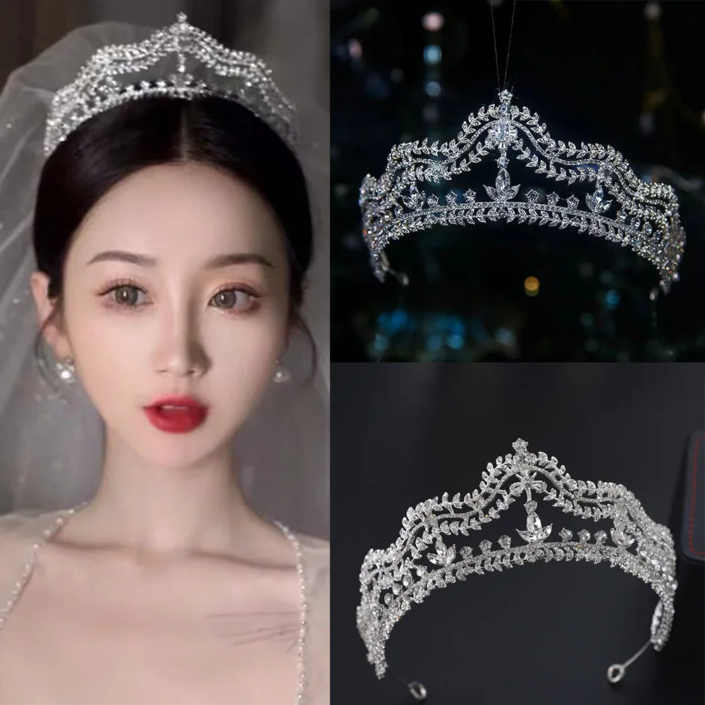 Gentle Wedding Hair Accessories Crystal Rhinestone Crowns Queen Princess Diadems Tiaras Head Jewelry Hot Sale Bridal Girls