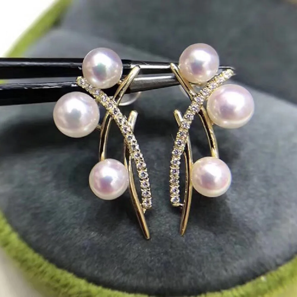 

Серьги из японского мульти-жемчуга AAA5-6 мм с натуральным белым жемчугом 925s