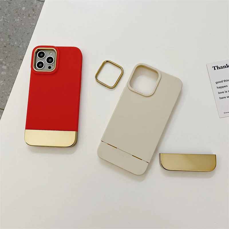 Luxury Plating Metal Dual Contrast Color Soft Case For iPhone 13 12 11 Pro Xs Max X XR Liquid Silicone Shockproof Back Cover