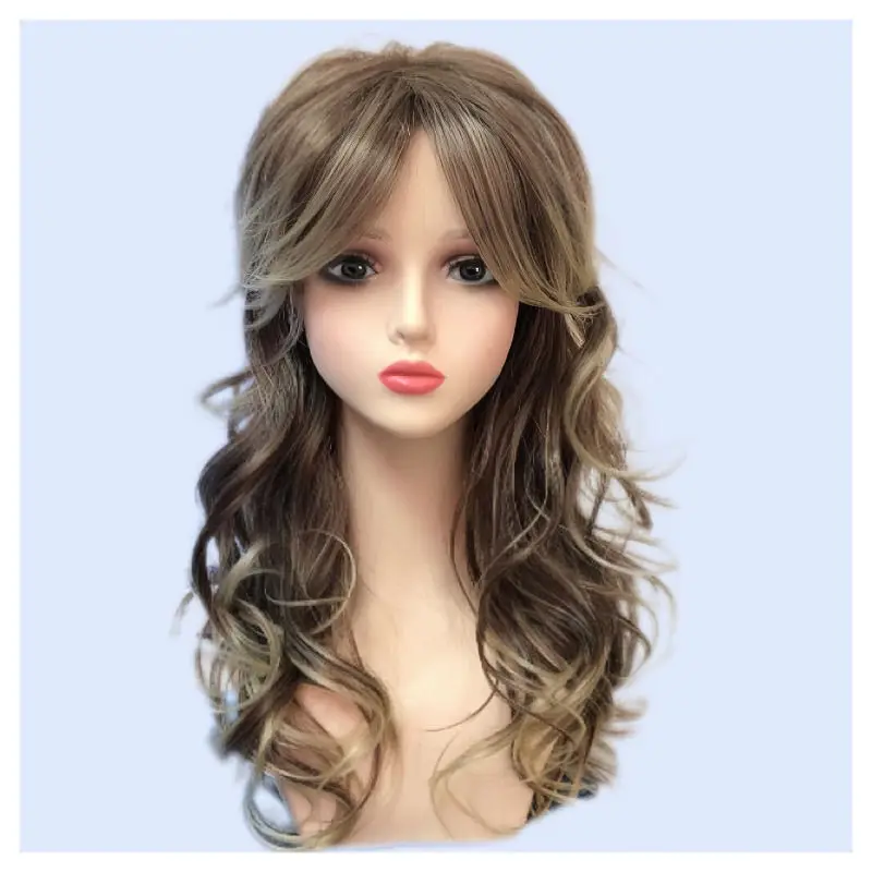 

Long Hair Full Wig Curly Wavy Hair Wig Synthetic Brown Multicolour Party Wigs