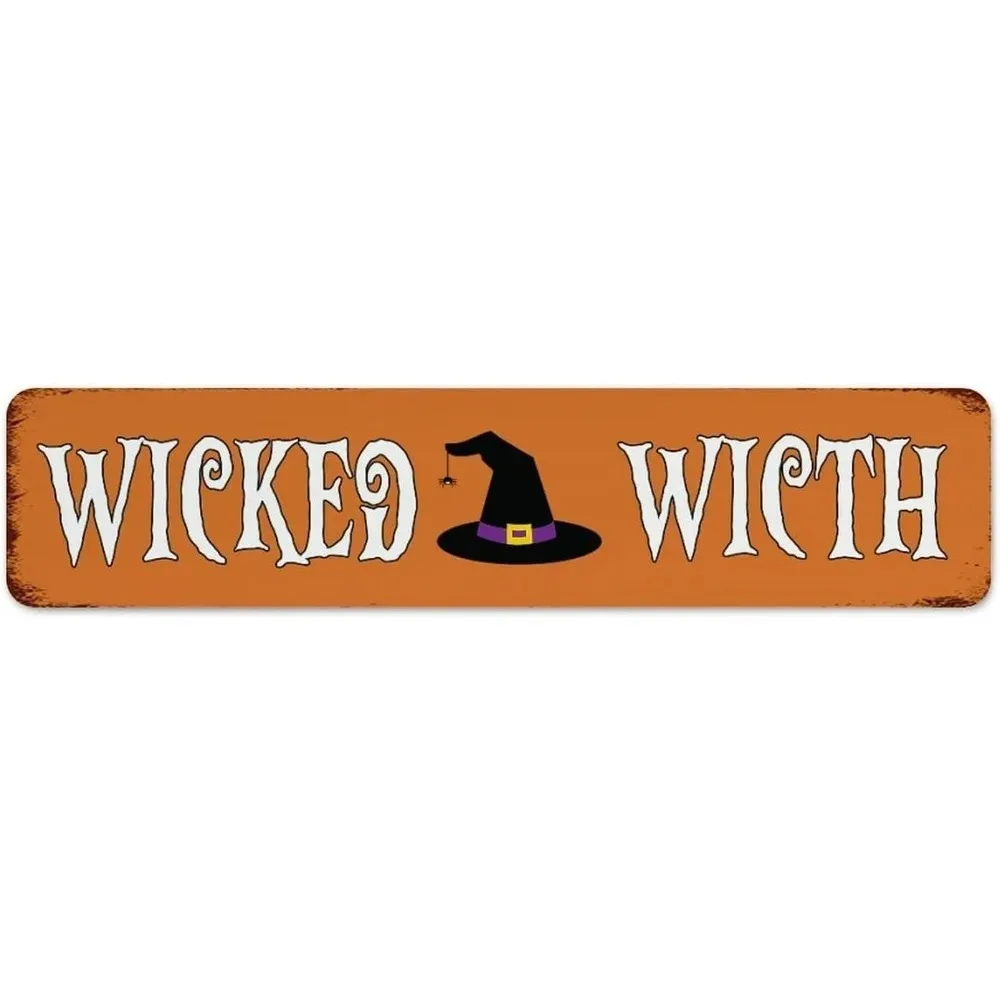 [CIFbuy][2D Flat] 1pc Custom Halloween Metal Sign,Wicked Witch Haunted House Pub Garage Entryway Wall Decor (Only For Decoration