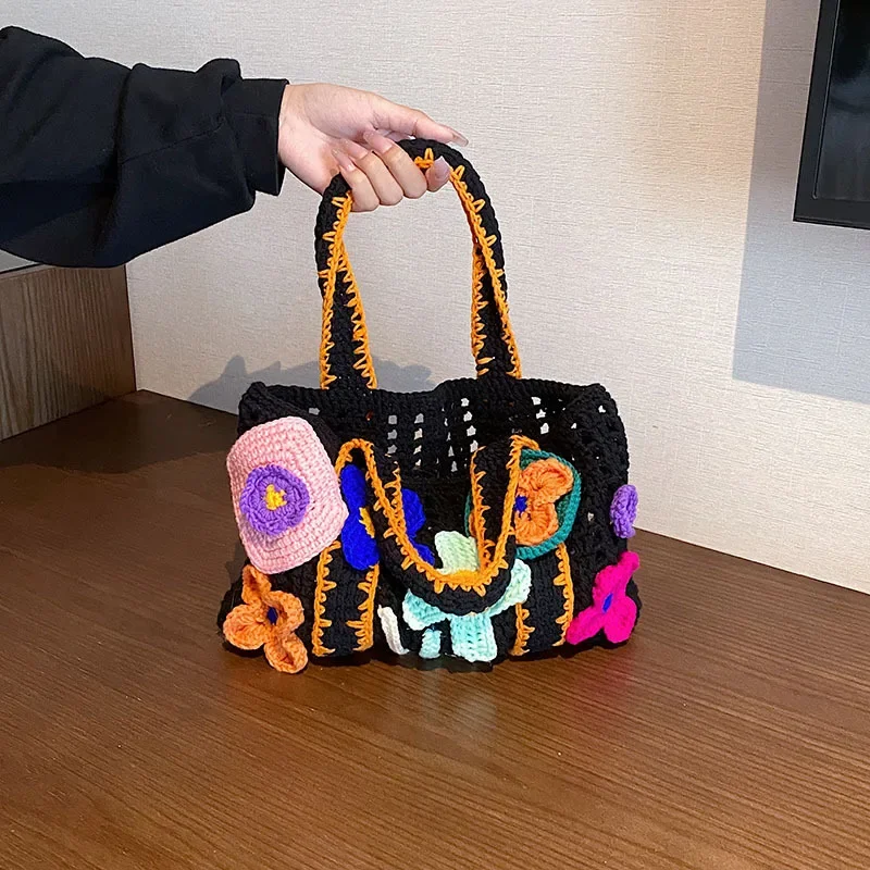Handbag Knitted Hand-woven Personality Sweet Cute Style New Autumn Winter Flower Weave Fashion Bags for Women Upgrade Your Style