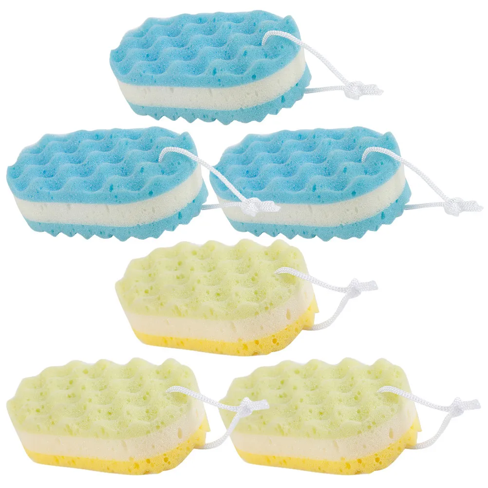 6Pcs Bath Sponge Soft Three-Layer Body Scrubber Lightweight Shower Sponge for Family Travel Gym Use Body Scrubber