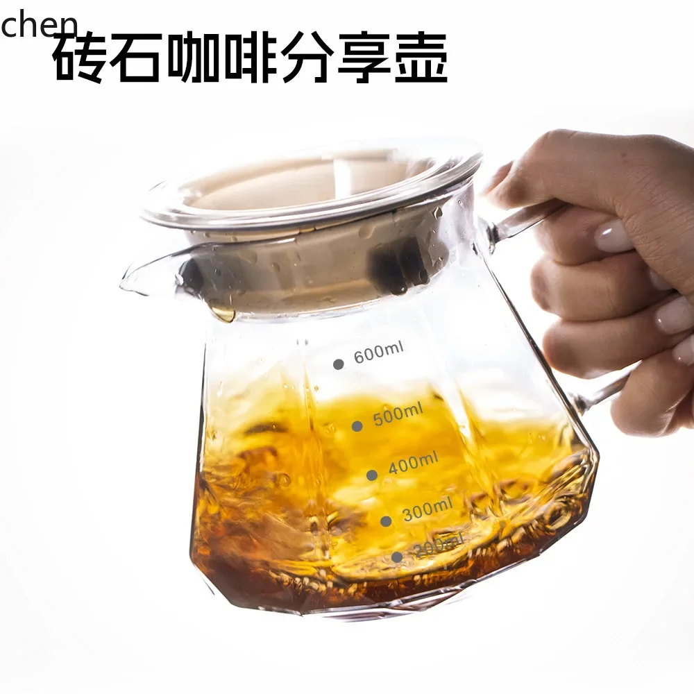 A8  hand-pressed coffee server with scale obsidian diamond cloud design  sharing carafe glass coffee catcher  cute   pot