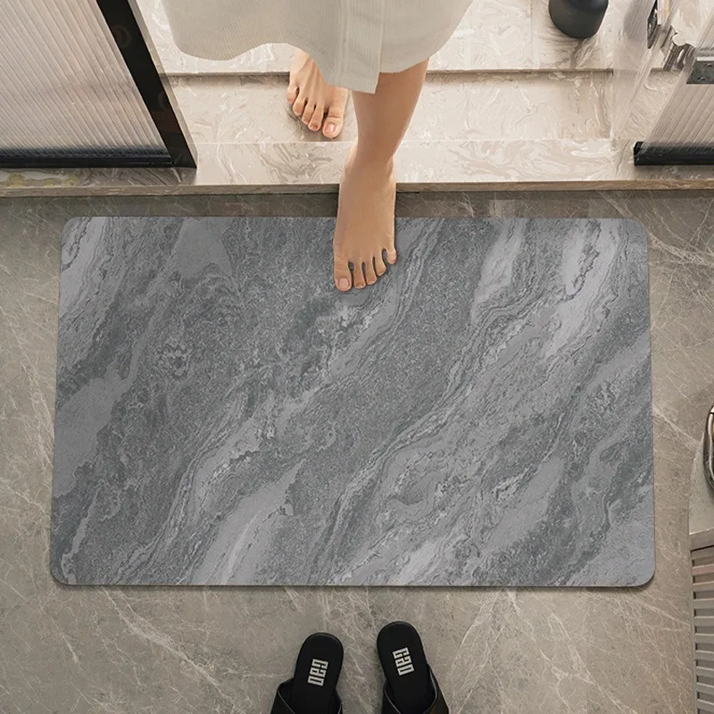 Minimalist Marble Texture Absorbent Draining Mat Super Antiskid Modern Bathroom Floor Pad Quick Dry Non-slip Bath Mat