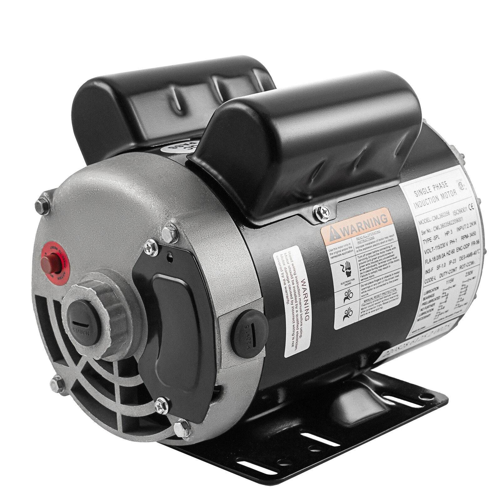 Electric Air Compressor Motor 230V 3450RPM 5/8