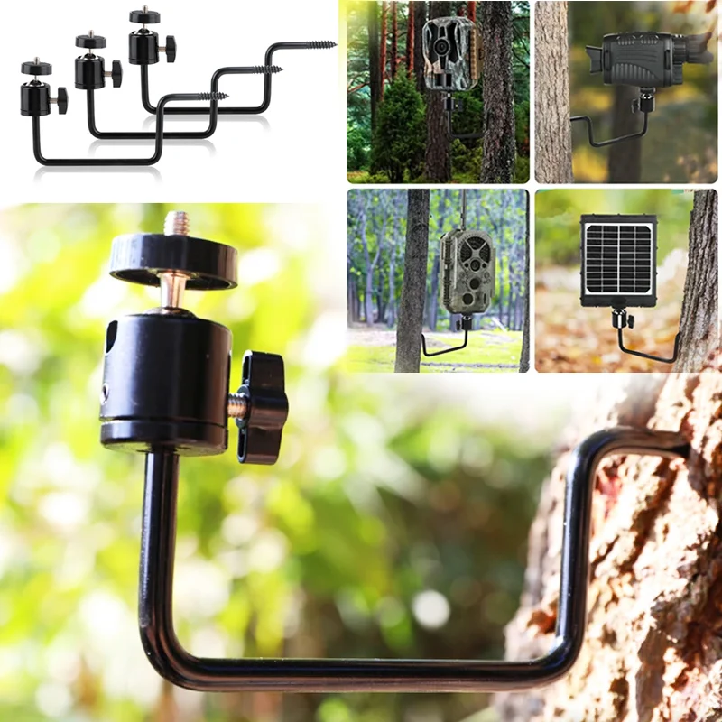 360° Rotatable Hunting Trail Camera Tree Mount Bracket with 14 Inch Screw Quick Mount Holder for Outdoor Camera Solar Panel