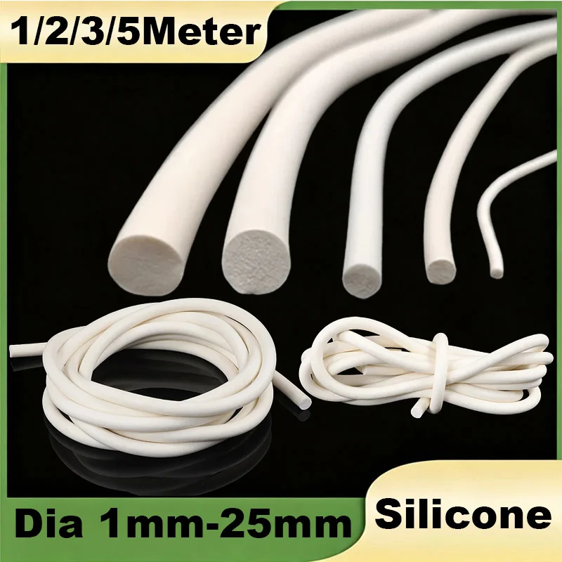 1/2/3/5Meter Silicone Rubber Foamed Strip Round Dia 1mm-25mm White Sponge Backer Rod Seal Strips VMQ Foaming Cord
