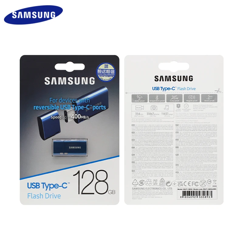 SAMSUNG Type-C USB Flash Drive for phone iPhone USB3.1 Pen Drive 64gb 128gb 256gb Max 400Mb/s High Speed Memory Stick U Disk