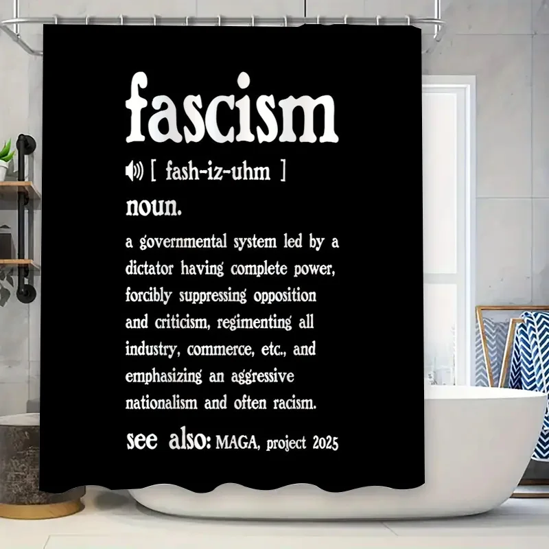 

Vintage Fascism Definition Shower Curtain Retro Political History Art Decor Room Divider Backdrop