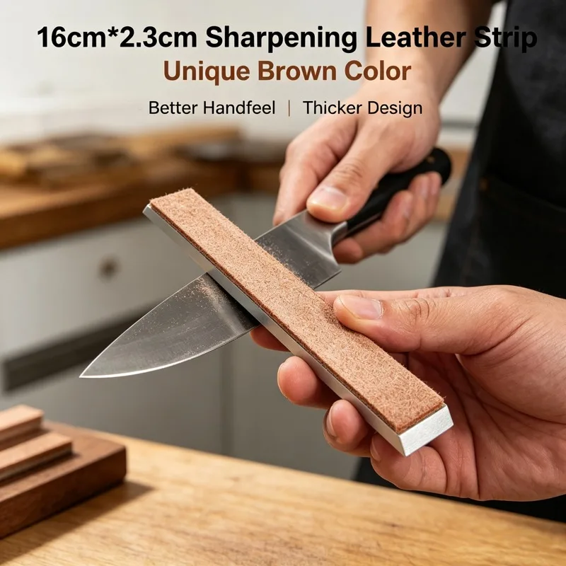 Premium Aluminum Leather Sharpening Strop 16x2.3cm Soft Thick Strop for Razor Chisel Polishing
