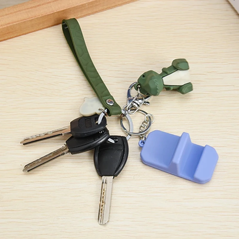 Key Ring Cell Phone Mini Holder PVC Material Outdoor Portable Desktop Cell Phone Holder for Any Model of Cell Phone