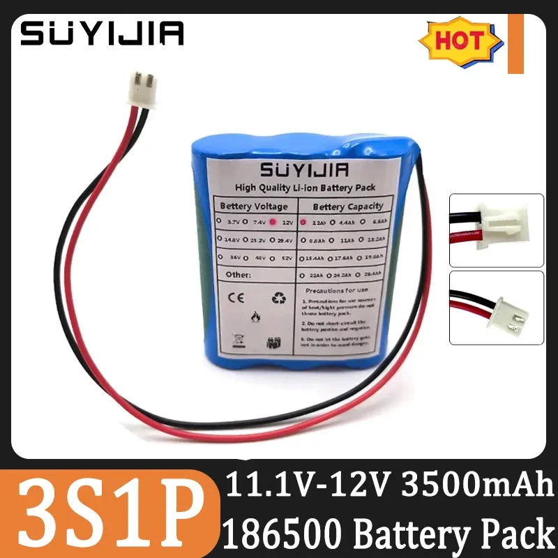 18650 3S1P Battery Pack Rechargeable 12V 3500mAh Li-Ion Battery 12.6V 11.1V 5A BMS for Backup Power LED Lighting CCTV Camera