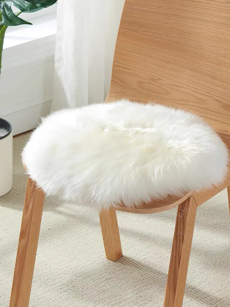 100% Real Wool Mat 6-9 Months Sheepskin Round Pad Sheep Hair Shaggy Plush Seat Cushion Natural Woolen Rug