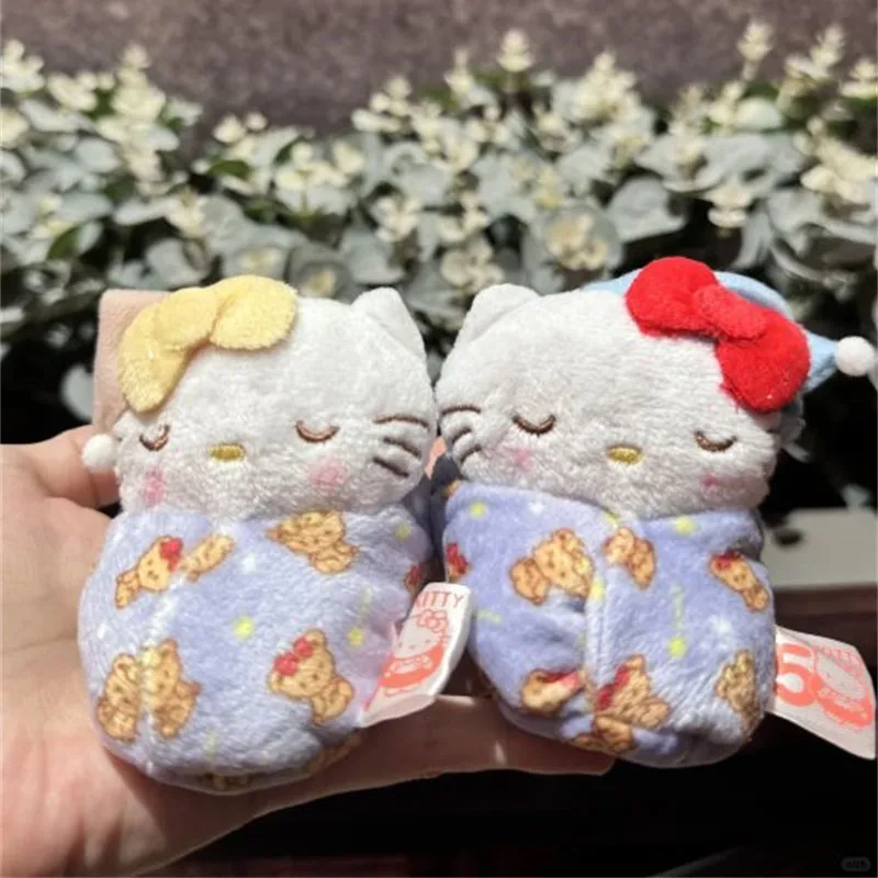 New Swaddling Hello Kitty Sanrio 50Th Anniversary Plush Keychain Children Stuffed Toys Doll Keyring Women Bags Keychains Gifts