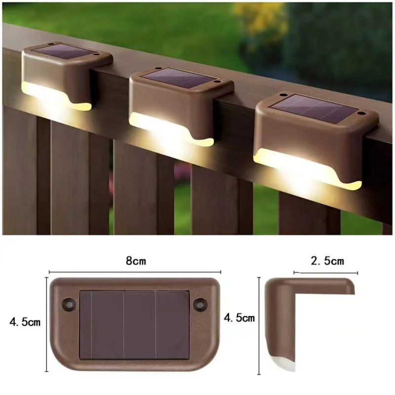 4Pack LED Solar Stair Light Lamp Waterproof Passage Courtyard Guardrail Step Night Light for Outdoor Garden Borders Terrace images - 6