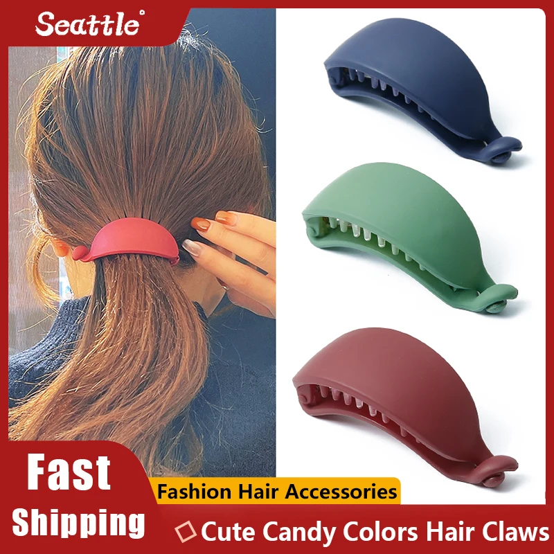 

New Cute Candy Colors Banana Shape Hair Claws Women Girls Sweet Hair Clips Ponytail Holder Hairpins Fashion Hair Accessories