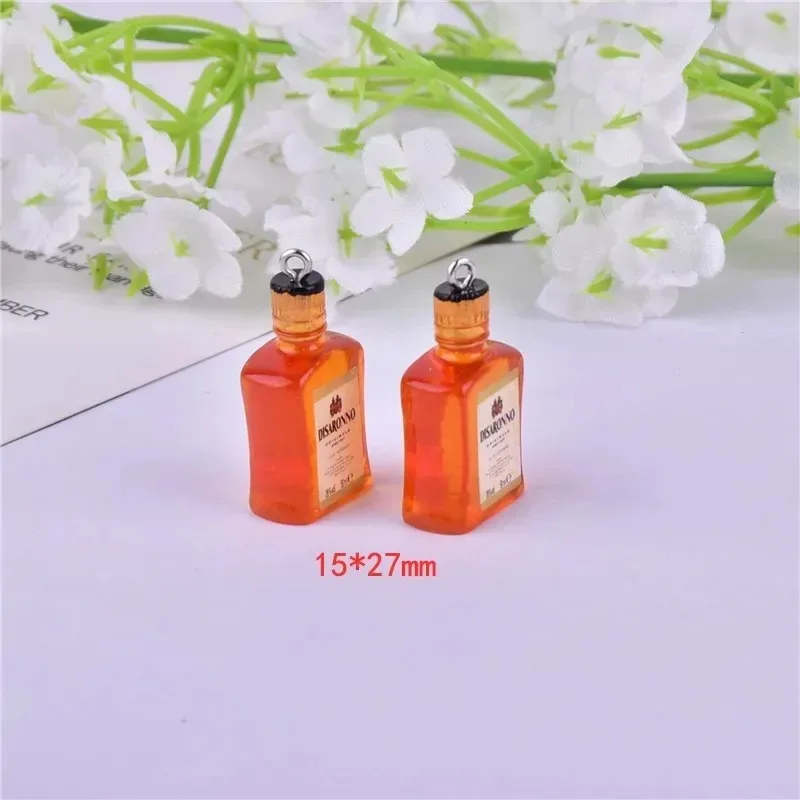 Afbeelding 6: 10 stuks/verpakking hars 3D wijnflesjes bedels mini alcohol flesjes hangers voor DIY oorbellen sleutelhangers mode sieraden maken