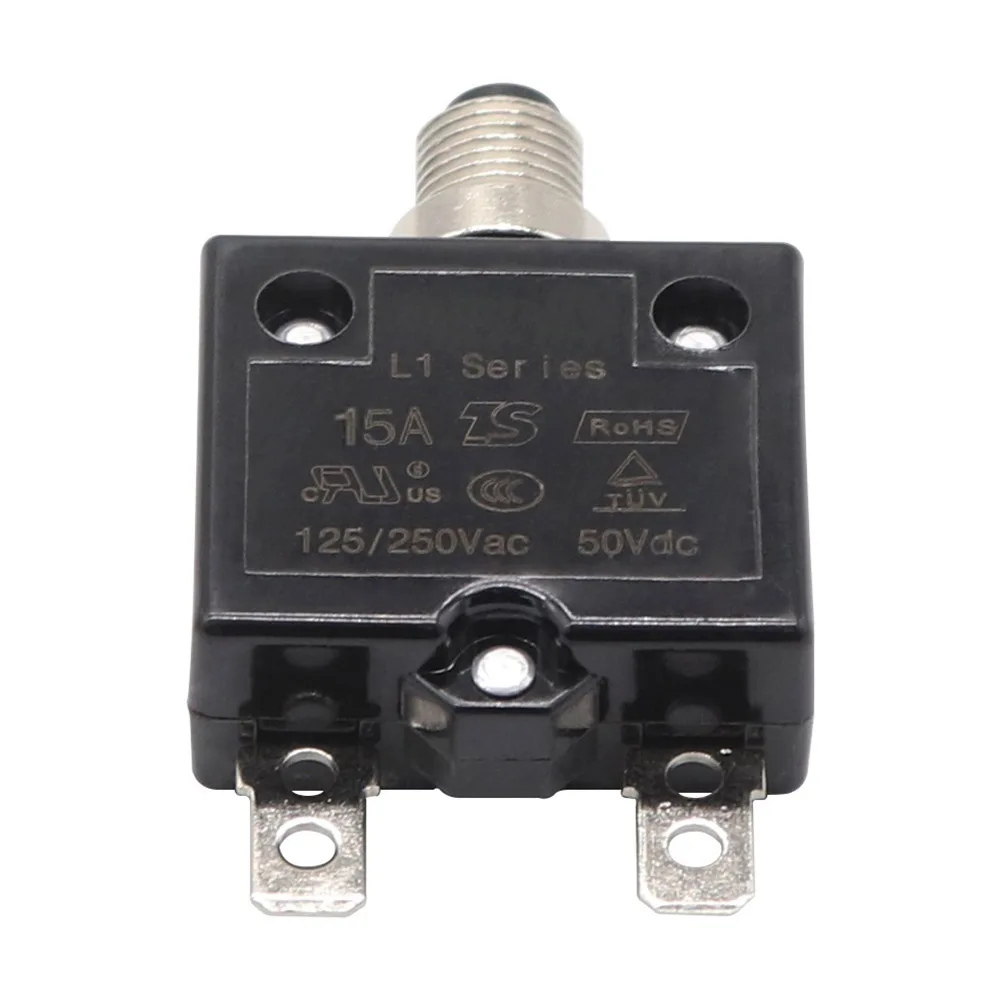 15A Thermal Overload Protector Push Button Circuit Breaker L1 Series for Use in Marine Telecommunications and Appliances